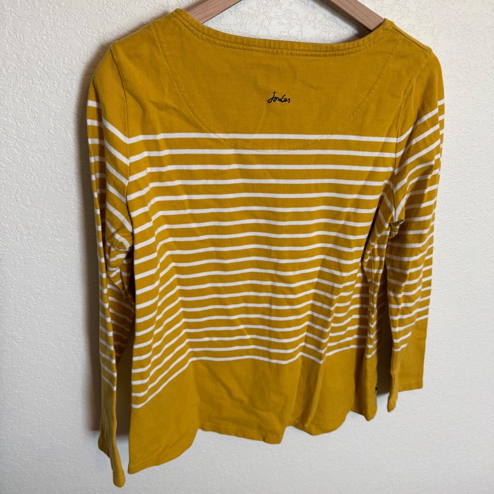 Coastal Grandma Preppy Joules Striped Dachshund Top Size 12 Yellow - Picture 2 of 3